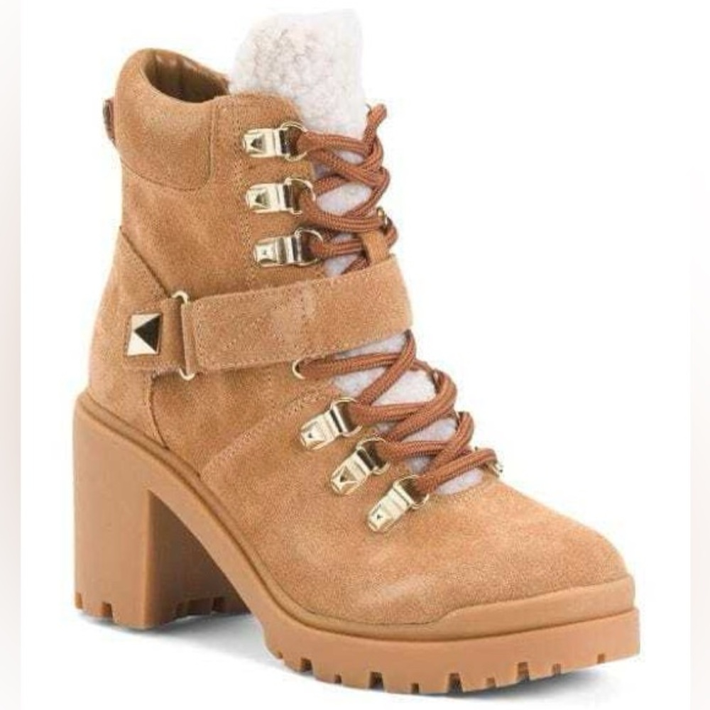Marc Fisher Nature Women's Suede Sherpa Trim Lug Sole Hiker Boots